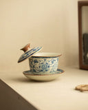 Imitation Song "Yellow Ru" Ware Intertwining Lotus Floating Gaiwan