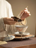 Imitation Song Ru Ware & Dunhuang Flying Apsara Douli Sancai Gaiwan