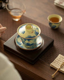 Ru Ware "Fish Playing in the Lotus Pond" Floating Sancai Gaiwan
