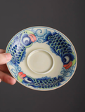 Handmade Sancai Gaiwan Teacup: Dragon Fish & Yuanbao Design