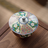 Authentic Japanese Arita-yaki  Retro Style Hand-Applied Gold Decal Sancai Gaiwan