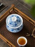 Retro Blue-and-White Porcelain Gaiwan Tea Set