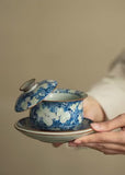 Imitation Song Ru Ware & Yuan Blue-White "Floating" Sancai Gaiwan